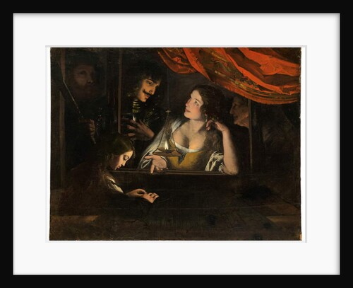 Figures in an interior around a lantern by Pietro Paolini