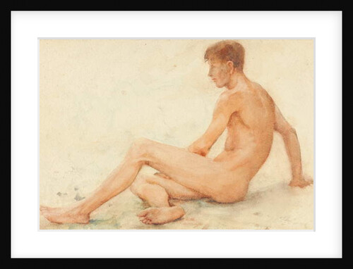 Study of a male nude, seated, turning away to the right by Henry Scott Tuke