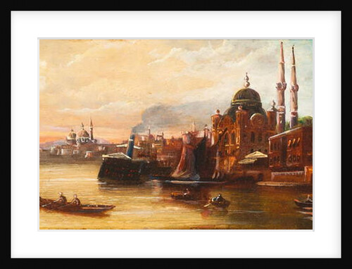 Turks rowing on the Bosphorus before a mosque by C. Granci