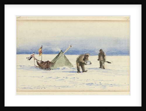 The sledge party to White Island, February 1902: Shackleton and Wilson making camp, 1902 by Edward Adrian Wilson