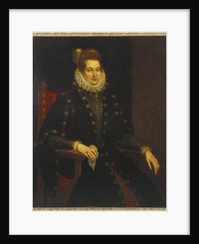 Portrait of a lady seated three-quarter length in a black dress with a ruff by Peter Paul Rubens