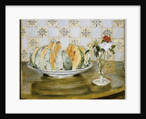Still life of a melon and a vase of flowers, c.1872 by Pierre Auguste Renoir