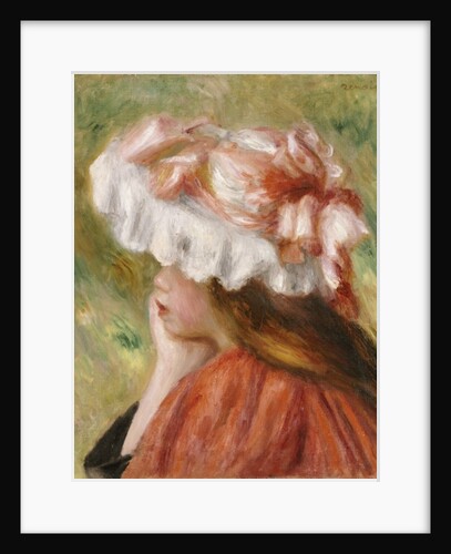 Head of a Young Girl in a Red Hat by Pierre Auguste Renoir