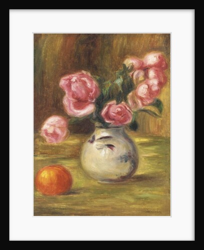 Vase of Roses and an Orange, 1910 by Pierre Auguste Renoir