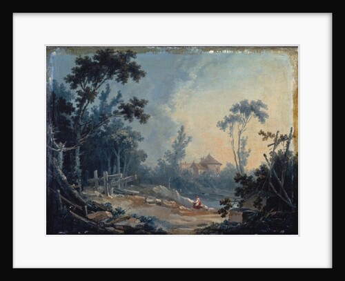 A Wooded Landscape with Buildings in the Distance by Francois Boucher