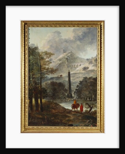 A Mountainous Landscape with an Obelisk by Hubert Robert