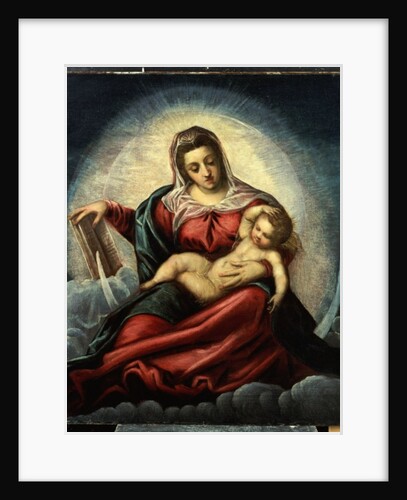 The Madonna and Child in a mandorla on a crescent moon and clouds, with the book of wisdom by Jacopo Robusti Tintoretto