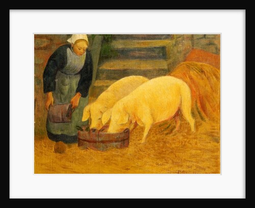A Young Girl Feeding Two Pigs, 1889 by Paul Serusier