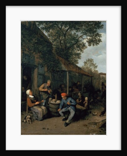 Peasants Smoking and Feasting Outside a Tavern, 1676 by Adriaen Jansz. van Ostade