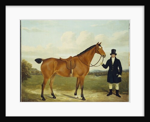 A Gentleman Holding his Hunter in a Landscape by E.W. Gill