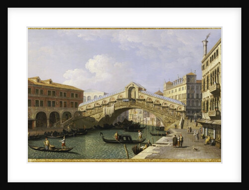 The Rialto Bridge Venice from the South with the Fondamenta Del Vin and the Fondaco Dei Tedeschi by Antonio Canaletto