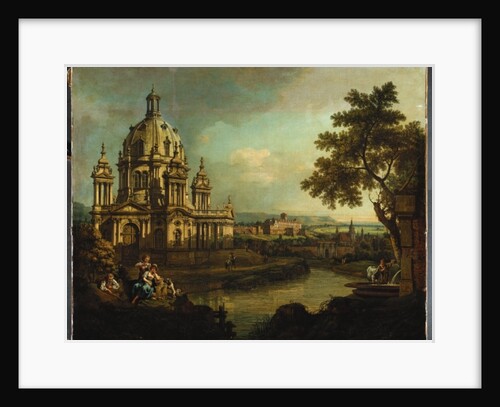 A capriccio with a domed church and buildings in Pirna, c.1765 by Bernardo Bellotto