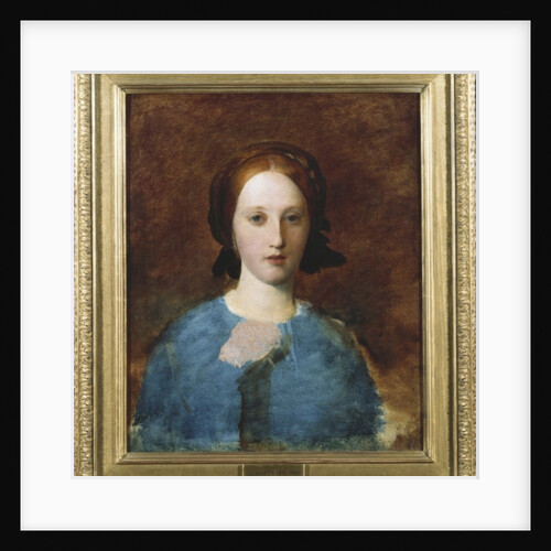 Portrait of Mrs. Prescott Decie, bust length, in a blue dress - a sketch by George Frederic Watts
