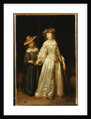 The artist's stepsister, with her younger sister Catharina giving her a flute, 1651 by Gerard ter Borch or Terborch