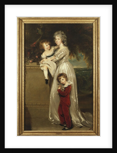 Portrait of Mrs. Annesley standing full length, in a white dress with her two children by Thomas Lawrence