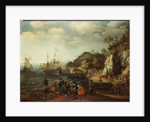 Coastal scene with fishermen and huntsmen on the shore, 1626 by Adam Willaerts