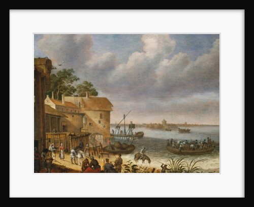 Peasants on the beach with a ferry by Adam Willaerts