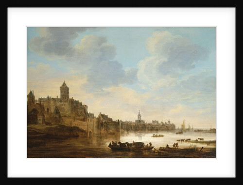 A town on the banks of a river, with a ferry, 1648 by Jan Josephsz van Goyen