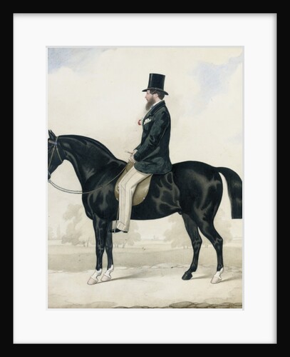 Portrait of a gentleman in a top hat, seated on a black hunter by English School