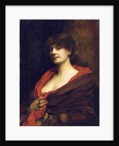 An Elegant Lady with a Red Shawl, 1883 by Gustave Claude Etienne Courtois