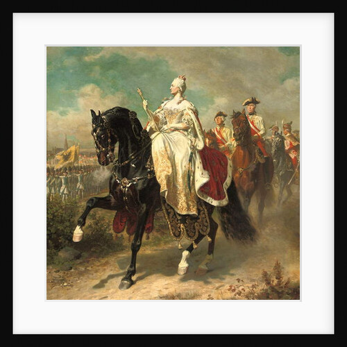 Empress Maria Theresia on horseback inspecting Austrian troops, 1884 by Wilhelm Camphausen