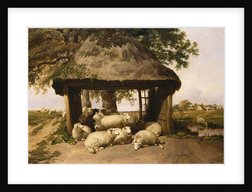 Sheep Resting Under a Shelter by Thomas Sidney Cooper