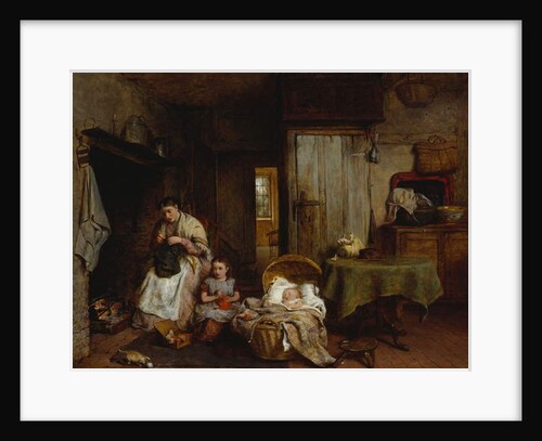 A Sewing Lesson by the Fire, 1867 by George Smith