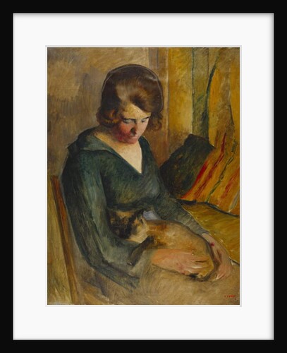 Seated woman with a cat on her knees by Roderic O'Conor