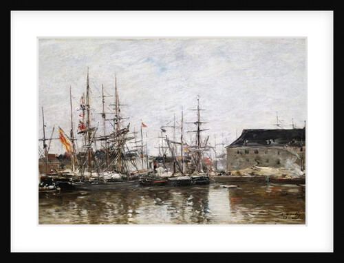 Three-Masters in Dock, Antwerp, 1871 by Eugene Louis Boudin