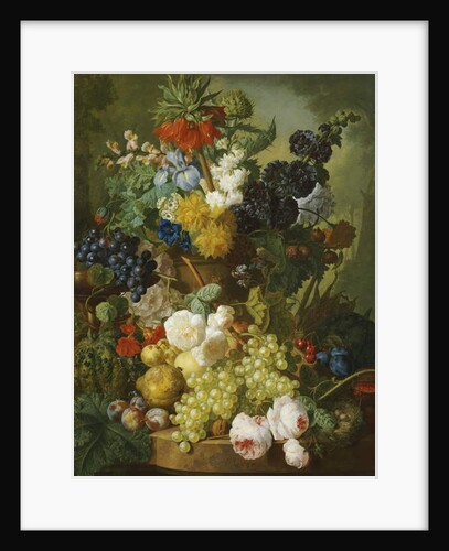 Still life of flowers and fruit by Jan van Os