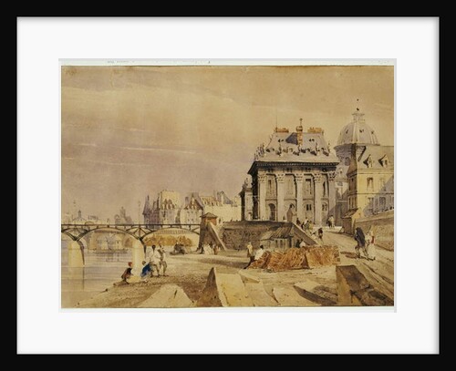 L'Institut and the Pont des Arts, Paris, 1828 by Thomas Shotter Boys