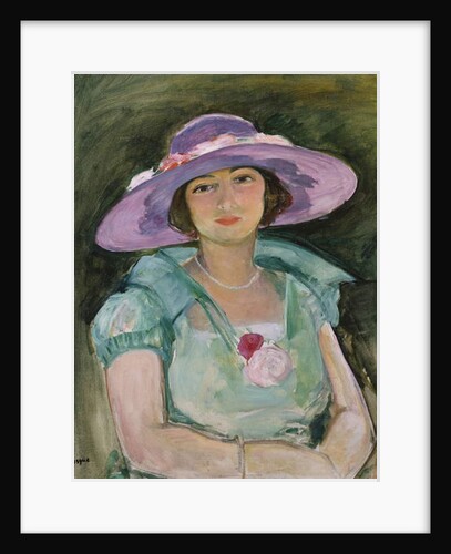 Portrait of Marthe Lebasque in a purple hat, 1925-26 by Henri Lebasque