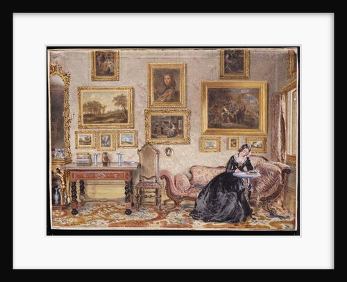 Interior of a Drawing Room with a Lady at her Writing Desk by William Henry Hunt