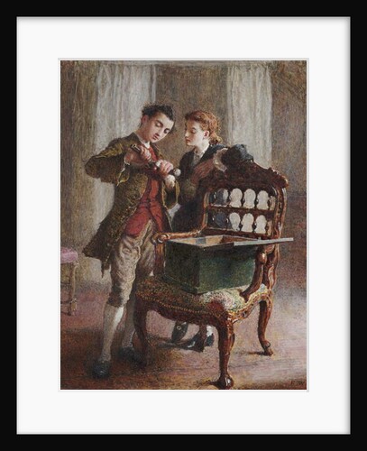 A Drawing Room Scene with an imposing open Armchair by Frederick Walker