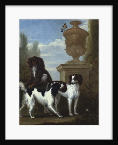 Three Spaniels by an Urn in a Wooded Landscape by John Wootton