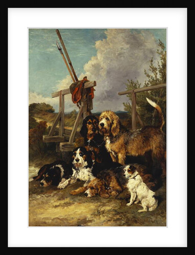 Otter Hounds by a Bridge - Tired Out, 1881 by John Emms