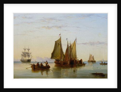 Fishing Boats and other Vessels on the Scheldt near Rotterdam, 1852 by Henry Redmore