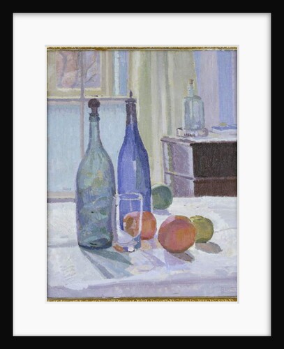 Blue and Green Bottles and Oranges by Spencer Frederick Gore