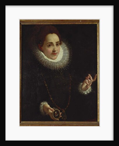 Portrait of a Lady holding a Portrait Miniature of a Gentleman by Lodovico Carracci