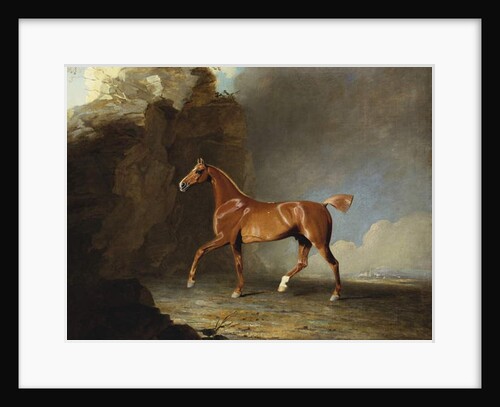 A Golden Chestnut Racehorse by a Rock Formation, 1800 by Benjamin Marshall