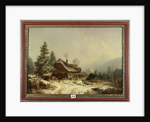 The Old Mill in Winter by Heinrich Burkel