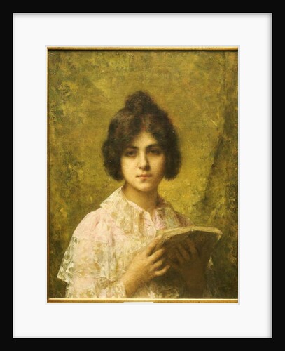 Young Woman holding a Book by Alexei Alexevich Harlamoff