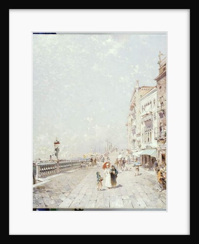 The Molo, Venice, looking West with figures Promenading by Franz Richard Unterberger