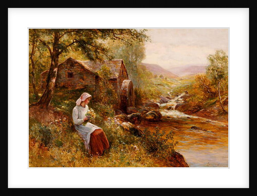 A Young Girl picking Spring Flowers by Ernest Walbourn