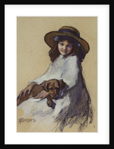 Young Girl with her Puppy by Elizabeth Adela Stanhope Forbes