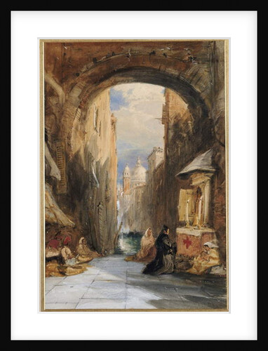 Venice: an Edicola beneath an Archway, with Santa Maria della Salute in the Distance, 1853 by James Holland