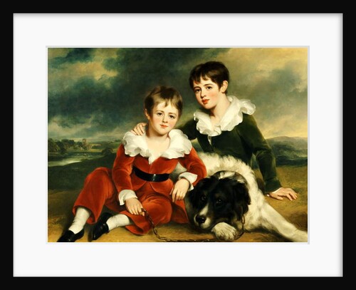 Portrait of Two Boys with their Newfoundland Dog by Ramsay Richard Reinagle