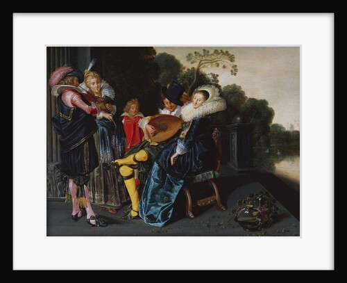 An Elegant Party making Music by an Ornamental Lake by Dirck Hals