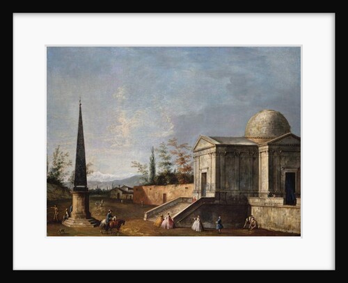 Elegant Figures in front of a Domed Classical Church, an Obelisk to the Left by Michele Marieschi