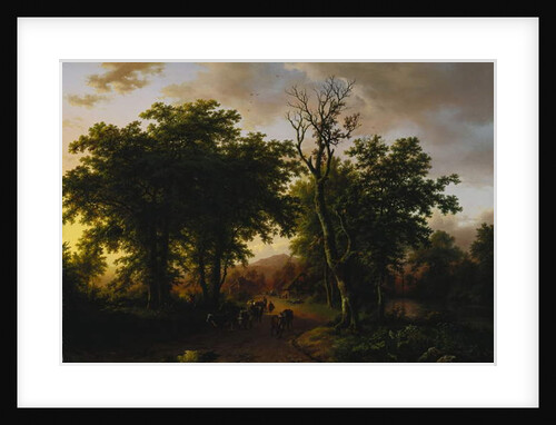 Travellers on a Path at Sunset by Barend Cornelis Koekkoek